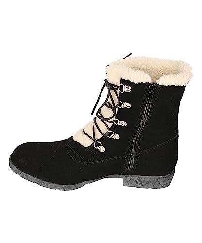 CHSHOER Damen Niedrige Absätze Winter Denim Baumwolle Stiefel(Schwarz,39) von CHSHOER