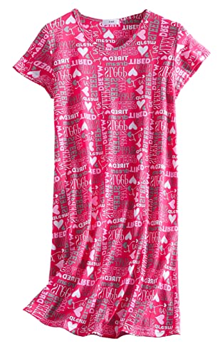 CHUNG Damen Nachthemden Kurzarm Nachtkleid Schlafhemd Sommer Schlafshirt Kurzarmshirt Baumwolle Nachtwäsche Mit Sterne Animals RoseDream, L von CHUNG