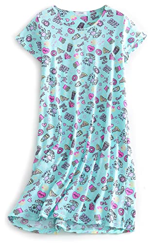 CHUNG Damen Nachthemden Kurzarm Nachtkleid Schlafhemd Sommer Schlafshirt Kurzarmshirt Baumwolle Nachtwäsche Mit Sterne Animals Snacks, XL von CHUNG