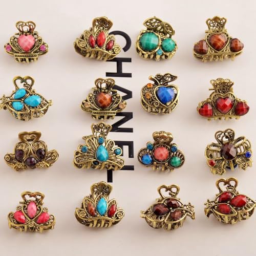 Mini Haarspangen 10Pcs 2cm Metall Haarspangen Haarklammer klein Mini Haarspangen Glitzer Haarspange Klipsen Klaue Clips für Täglich Party Weihnachten Festival Mädchen und Damen von CHUYIX