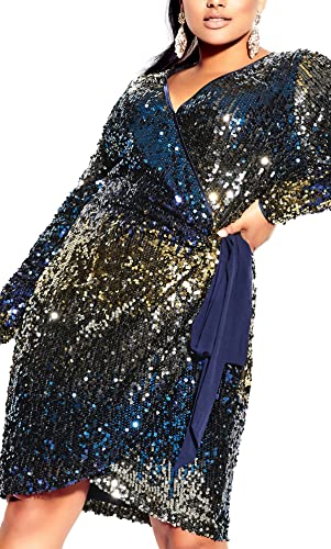 CITY CHIC Damen Übergröße Unwiderstehlich Kleid, Marineblau/Bronze, 50 Plus von City Chic