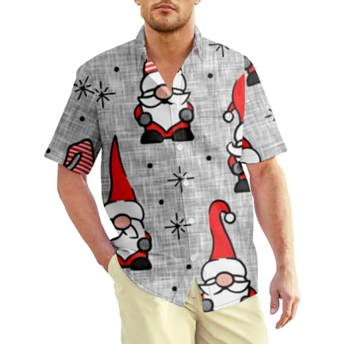 Herren Kurzarm Lustige Gedruckte Freizeithemden Weihnachtshemden Kostümhemd Für Festival Party Xmas，3XL Q Santa von CIZEUR