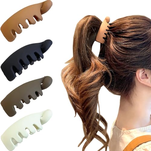 CJKDXDH 4 Stück matte Bananen-Haarspangen für Frauen und Mädchen, starker Halt, Pferdeschwanz-Halter, Haarspangen, gedrehte französische Haarspangen, modisches Haar-Accessoire (bunt) von CJKDXDH