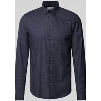 CK Calvin Klein Slim Fit Business-Hemd mit Label-Stitching Modell 'Bari' in Marine, Größe 38 von CK Calvin Klein