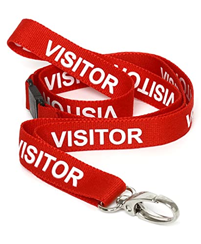 CKB LTD Besucher-Lanyards Breakaway Safety Lanyard Umhängeband, drehbarer Metallclip für Ausweishalter – Pull-Quick-Release-Design (Rot, 50 Stück) von CKB