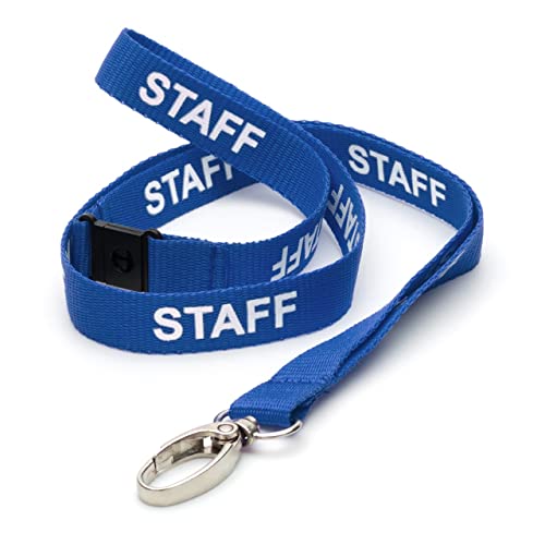 CKB LTD Blau Staff LANYARDS Breakaway Sicherheits-Lanyard-Umhängeband, drehbarer Metallclip für Ausweishalter – Pull-Quick-Release-Design, 10 Stück von CKB