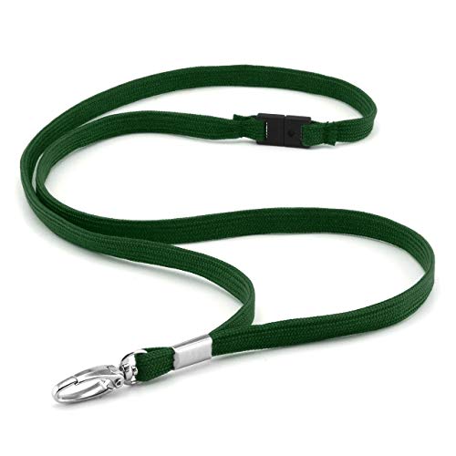 CKB LTD Premium Lanyards Umhängeband mit Breakaway und Drehgelenk Metall Clip für Ausweishalter Lanyard Einfarbig Grün Packung mit 50 von CKB