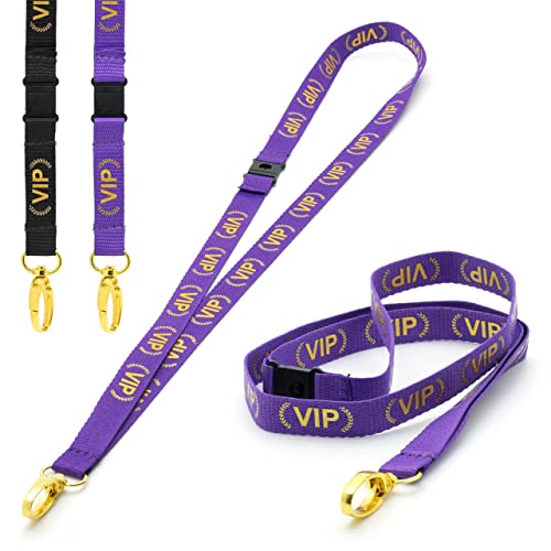 CKB Ltd VIP-Umhängeband, Sicherheitsband, Umhängeband, drehbar, goldfarben, Metallclip für Ausweishalter, Pull-Quick-Release-Design, Violett, 10 Stück von CKB