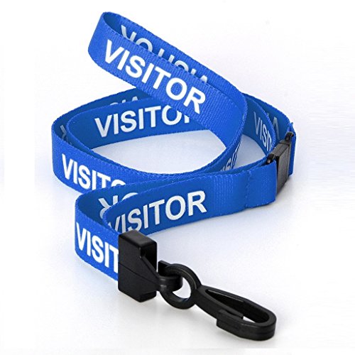 CKB Ltd® 10x Blue VISITOR LANYARDS Breakaway Safety Band Halsband Plastik-Clip For ID Card Ausweiskartenhalter Schlüsselband mit Sicherheitsverschluss Schlauchband Holder Für Veranstaltungen Events Ausweise Messen Namensschilder von CKB