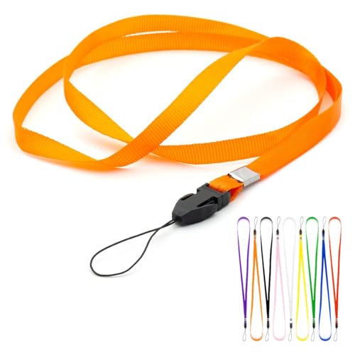 CKB Ltd 10 x Orange Lanyard Band Halsband Neck Strap For ID Card Ausweiskartenhalter/Halter für das Mobiltelefon Ideal Anhänge für Kamera USB Schlüsselanhänger Handy Mp3 Access Pass Holder Loop Clip von CKB