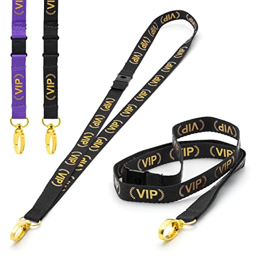 CKB Ltd VIP Lanyards Sicherheits-Umhängeband, drehbar, goldfarben, Metallclip für Ausweishalter, Schnellverschluss, 10 Stück von CKB