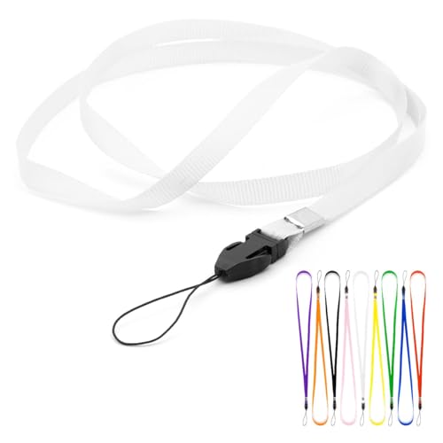 CKB LTD einfarbige Schlaufen-Lanyards, Umhängeband mit Kordelclip, Fitnessstudio-Schlüssel, Ausweishüllen, USB-Flash-Laufwerk, Schlüssel und kleine elektronische Geräte, Packung mit 500 Stk-Weiß von CKB