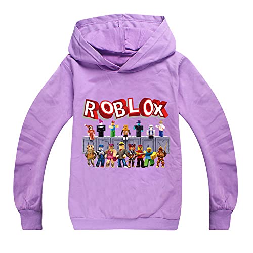 Jungen Kinder Cartoon Sweatshirt Hoodie Langarm Sportswear Casual Pullover Trainingsanzug Ro-blox Spiel Geschenk Gr. 5-6 Jahre, violett von CKCKTZ