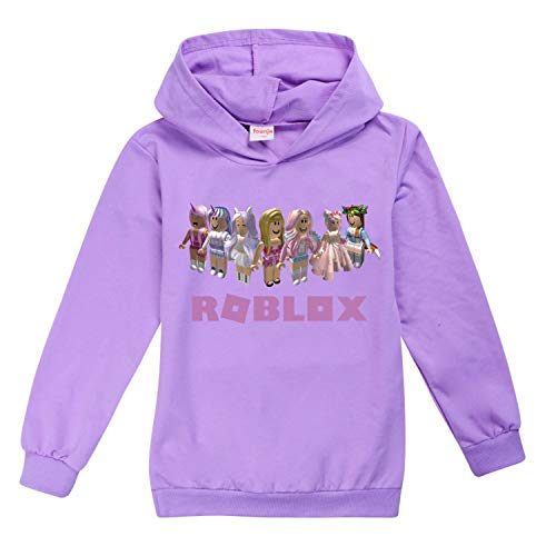 Ro-blox Hoodies für Mädchen Jungen Mode Sweatshirt Kinder Langarm Pullover Trainingsanzug Neuheit Niedlich, violett, 9 Jahre von CKCKTZ