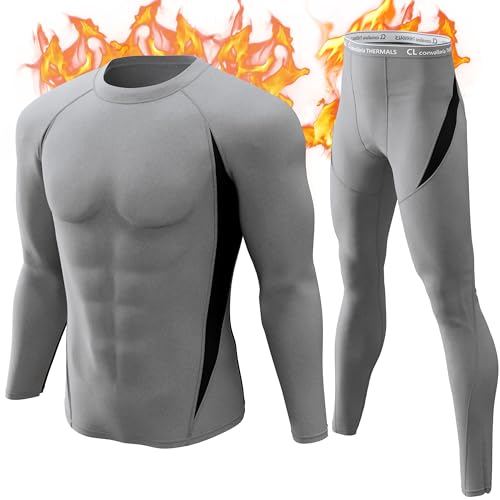 CL convallaria Thermounterwäsche Herren Atmungsaktiv Thermoaktiv Funktionsunterwäsche Innenfleece Skiunterwäsche Weich Thermo Unterwäsche Set Wärme Manner Lange Unterwäsche Sport Stil von CL convallaria