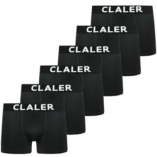 CLALER Boxershorts Herren 6er Pack Baumwolle Unterhosen Männer Retroshorts Bequeme und Atmungsaktive Men Unterwäsche Geeignet für Den Täglichen Sport Im Freien (6 x Schwarz, XXL) von CLALER