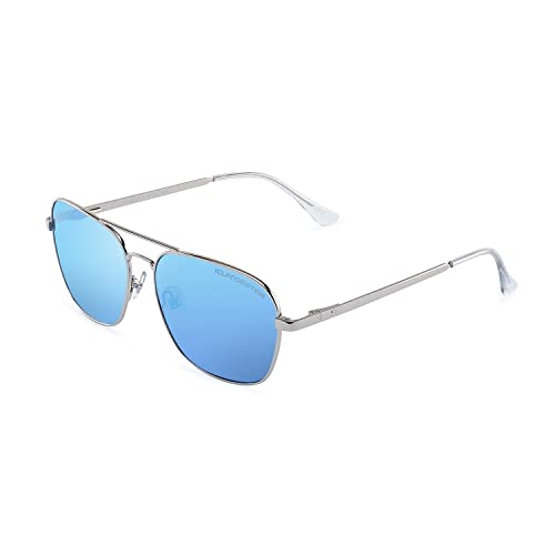 CLANDESTINE - Sonnenbrille B-Pilot 18 Silver Ice Blue - Blaue HD Nylon Gläser und Edelstahlrahmen - Sonnenbrille für Männer und Damen - Mit Smart Vision Technology - Bessere Sicht, Geringere Blendung von CLANDESTINE