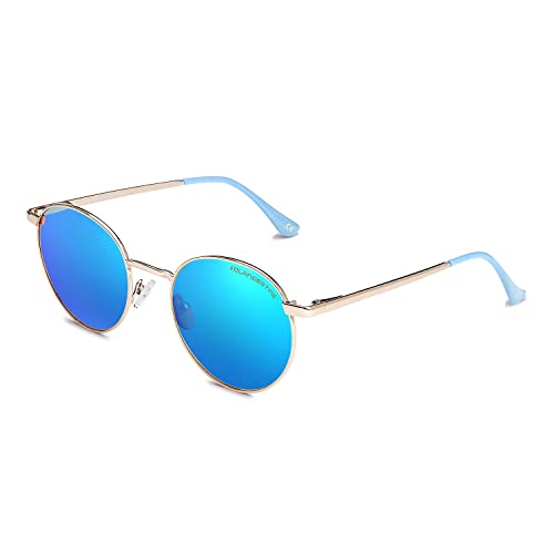 CLANDESTINE - Sonnenbrille Orbita 11 Gold Light Blue - Blaue Nylon Gläser und Stahlrahmen - Sonnenbrille für Männer und Damen - Mit Smart Vision Technology - Bessere Sicht und Geringere Blendung von CLANDESTINE