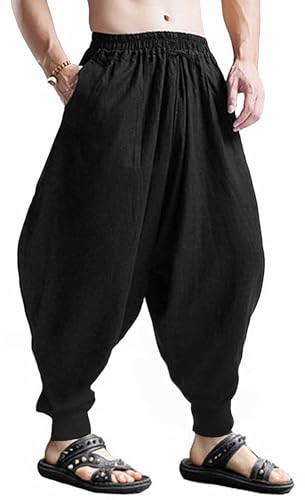 CLANMILUMS Lässige Haremshose für Herren, Baggy, Boho, Hippie, Cosplay, tiefer Schritt, Black4, Groß CLANMILUMS Lässige Haremshose für Herren, Baggy, Boho, Hippie, Cosplay, tiefer Schritt, Black4, Groß von CLANMILUMS