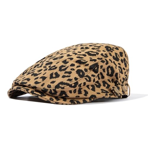 CLAPE Baumwolle Leopard Flatcap Verstellbar Schiebermütze Damen Vintage Gatsby Newsboy Cap Ivy Schirmmütze Schlägermütze Cabbie Cap CLAPE Baumwolle Leopard Flatcap Verstellbar Schiebermütze Damen Vintage Gatsby Newsboy Cap Ivy Schirmmütze Schlägermütze Cabbie Cap von CLAPE