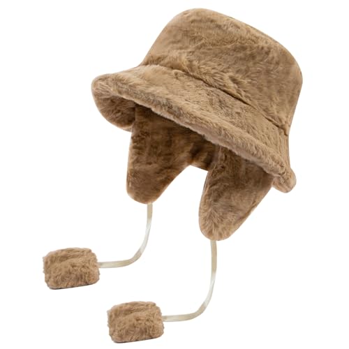 CLAPE Plüsch Wintermütze Damen Kunstfell Eimer Hut mit Ohrenklappen Warm Winter Fischerhut Herren Wide Brim Bucket Hat with Earflaps CLAPE Plüsch Wintermütze Damen Kunstfell Eimer Hut mit Ohrenklappen Warm Winter Fischerhut Herren Wide Brim Bucket Hat with Earflaps von CLAPE