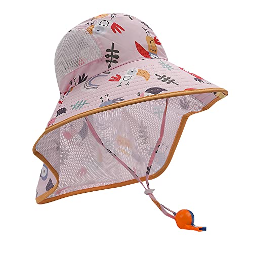 CLAPE Sonnenhut Kinder Sonnenschutz Fischerhut Faltbar Eimer-Hut Mesh Baby Hut mit Nackenschutz Wide Brim Bucket Sun Hat für 3-10 Jahren Mädchen Junge von CLAPE