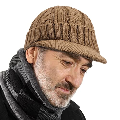 CLAPE Warm Strickmütze mit Visier Elastisch Beanie Mütze Herren Damen Wolle Wintermütze Cable Beanie Hat Acrylic Watch Hat CLAPE Warm Strickmütze mit Visier Elastisch Beanie Mütze Herren Damen Wolle Wintermütze Cable Beanie Hat Acrylic Watch Hat von CLAPE