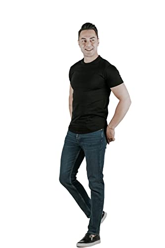 EFE Terzi Premium Herren Slim Fit Tshirt Schwarz, Black, Basic, Schlicht, einfarbig Shirt, Black, Freizeit & Business T-Shirt Rundhals (as3, Alpha, l, Regular, Regular) von CLEARFEE