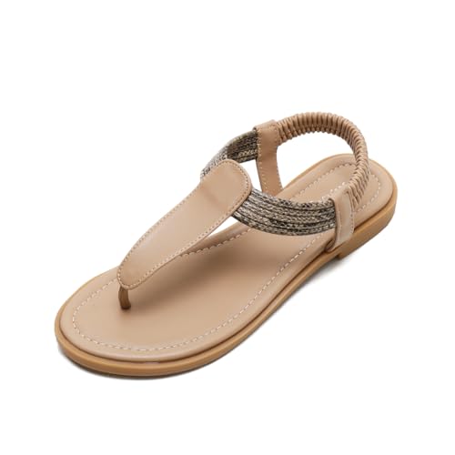 CLELLA Damen Flip Flops: Sommer Sandalen Damen Bequeme und Stilvolle Damensandalen für Den Sommer (Gold, Erwachsene, 40, Numerisch, EU Schuhgrößensystem, M) von CLELLA