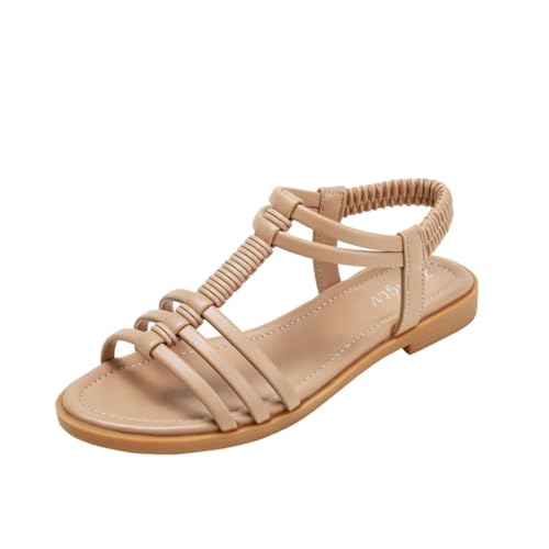 CLELLA Damen Sandalen Damen Bequem Stilvolle Flats für einen bequemen Sommer in Römersandalen (Gold, Erwachsene, Damen, 40, Numerisch, EU Schuhgrößensystem, M) von CLELLA