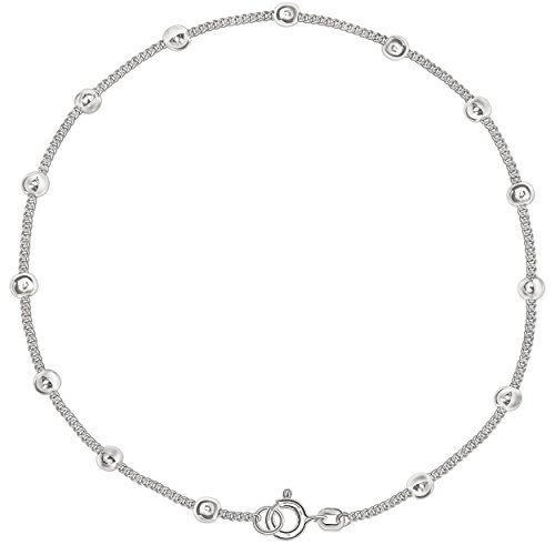 CLEVER SCHMUCK Damen Fußkettchen Panzer 27 cm mit vielen Kugeln Ø ca. 2,5 mm glänzend Sterling Silber 925 in Geschenkfaltbox von CLEVER SCHMUCK