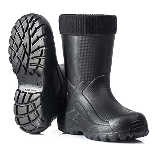 CLIMBR Superleichte Gefütterte Gummistiefel Thermo Anglerstiefel Herren Damen Eva warme Winter Stiefel 40-47 Arbeitsstiefel mit Futter Anglerstiefel (Schwarz, 43) von CLIMBR