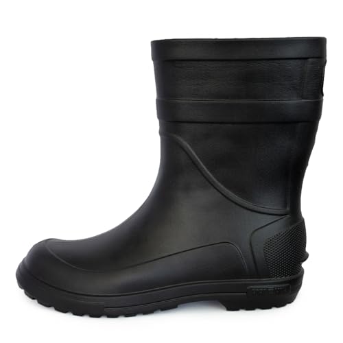 CLIMBR Ultraleichte Gummistiefel Herren EVA Thermo 40-46 Kurzschaft Gartenstiefel mit Filzeinlage (Schwarz, EU Schuhgrößensystem, Erwachsene, Numerisch, M, 44) von CLIMBR