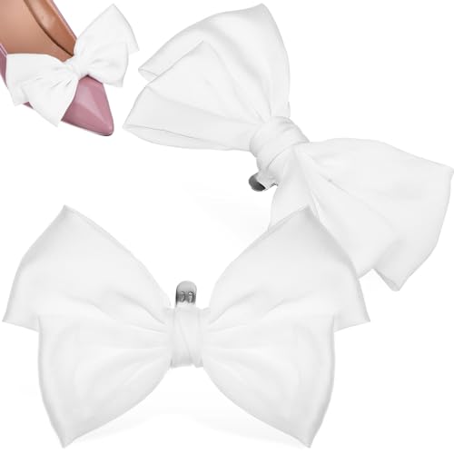 CLISPEED Satin-Schleifen-Schuhclips: Schuhschleifen-Charms Schuhschnallen-Clips Hochzeit-Schuh-Charms Clip-On-Schuhverzierungen Fersendekorationen Für Frauen Und Mädchen 2 Stück von CLISPEED