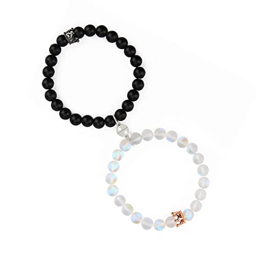 CLSSLVVBN 1 Paar Herren Kristallperlen Armband, Schmuck, Paare, Armbänder, Geschenk, Anzieh Accessoire für das tägliche Reisen, Weiss von CLSSLVVBN