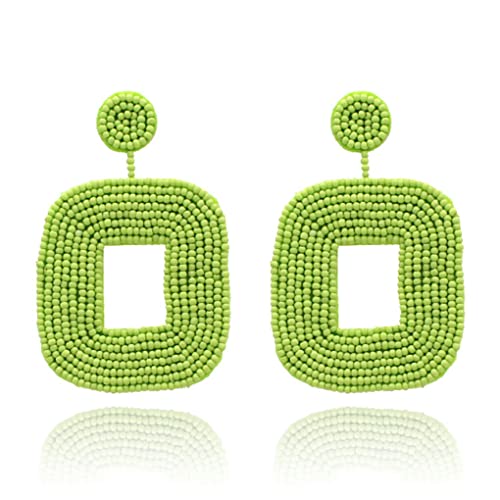 CLSSLVVBN 1 Paar Mode Perlen Ohrringe Zartes Ohr baumeln Handwerk Schmuck Dekor Weave Ohrtropfen Valentinstag für das tägliche Kleid, Gelblich grün von CLSSLVVBN