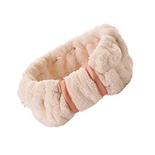 CLSSLVVBN Haarbänder Verstellbares Schweißband Face Wash Softness Coral Fleece Stirnbänder Styling Zubehör für Spa Make up Yoga, Beige von CLSSLVVBN