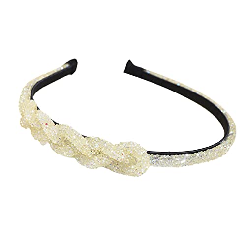 CLSSLVVBN Haarband Strass Weave Kristall Boho Haarbänder Glitzer Breite Stirnbänder Mädchen Styling Zubehör Kopfschmuck, Hellgelb von CLSSLVVBN