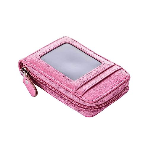 CLSSLVVBN Herren Geldbörse Leder Kartenhalter Tasche Vintage Damen Pässe Blockieren Reißverschluss Schützen Unisex Geldbörse Geldbörse Urlaub, Rosa von CLSSLVVBN