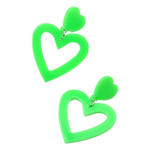 CLSSLVVBN Tropfenohrringe für Frauen, leicht und einfach zu tragen, Geschenke, Liebes Herz förmige Ohrringe, Harz Liebes Herz Ohrringe, Leuchtendes Grün von CLSSLVVBN