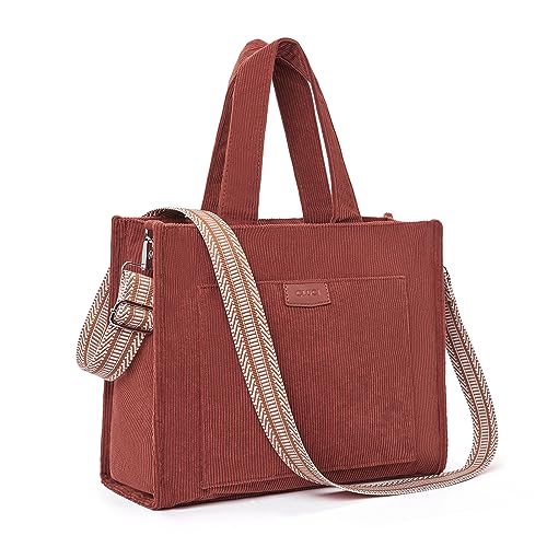 CLUCI Shopper Tasche Damen, Cord Tote Bag Tasche Damen Handtasche Gross Umhängetasche Geräumige Handtasche Schultertaschen für Arbeit Büro Reisen Einkaufen von CLUCI