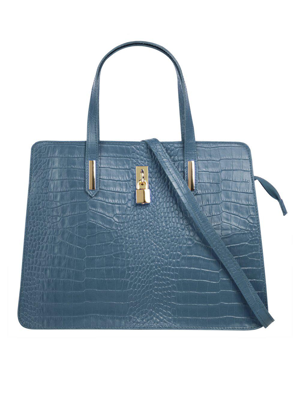 Cluty Handtasche Damen Leder, blau von CLUTY