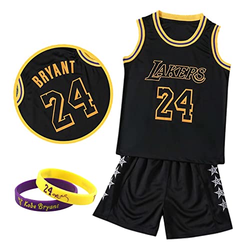 CLZWFZ Basketball Trikot Kit Kinder Fans Trikot Jungen Sportbekleidung Ärmellose Basketballweste Tops und Shorts Sport Set Sommer Trainingsanzug Geschenke für Jungen Grils,Schwarz,XL von CLZWFZ