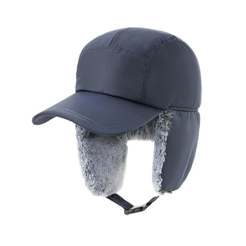 CLoxks Fliegermützen Männer Winter Trapper Aviator Trooper Earflap Warme wasserdichte Skimütze Bomber Cap Warme Gehörschutz Große Größe Baseball Hüte 60-65 cm Dunkelblau von CLoxks