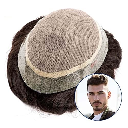 Echthaar Toupet für Männer Herren-Toupet-Seidentop-Basis mit 2,5 cm dünner Haut-PU um männliche Haarprothesen, langlebige Perücken for Männer, 120% Dichte, Echthaar-Systemeinheit Perücke Männer (Col von CLoxks