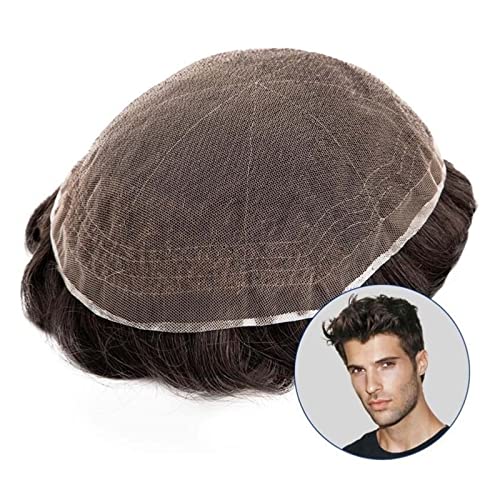 Echthaar Toupet für Männer Männer Toupee Soft Swiss Full Lace Male Toupee Human Hair Replacement System Natürlicher Haaransatz Atmungsaktive Wellen-Haarteile for Männer Perücke Männer (Color : 30mm W von CLoxks