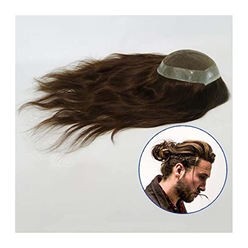 Echthaar Toupet für Männer Mens Toupee Long Remy Human Hair Lace & Pu Base Hairpieces 10-18 Zoll Mens Lace Replacement Systems Unit for Hair Loss Glatze Man Wig Perücke Männer (Color : #4 10 inches, von CLoxks