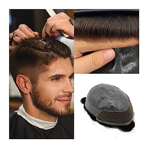 Herren Toupet Toupet for Männer, Haarteile mit 20,3 x 25,4 cm dünner PU-Basis, Schweizer Spitze-Front-Haarsystem, Ersatz for 15,2 cm indische Echthaar-Perücken-Einheiten, 2 dunkelbraune Farbe Haartei von CLoxks