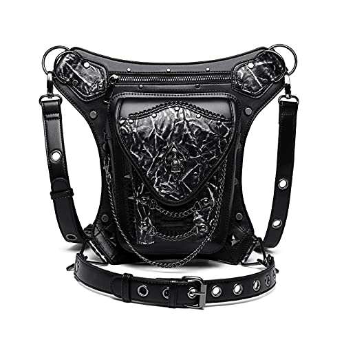 Hüfttaschen Mode Kette Motorradtasche Damen One Shoulder Umhängetasche Handy Hüfttasche Männer Fbg101Bk von CLoxks