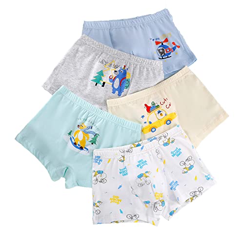 CM-Kid Boxershorts Jungen Unterhosen Kinder Unterwäsche 5er Pack Baumwolle 10-11 Jahre Bunt Auto Gr.140-146 von CM-Kid